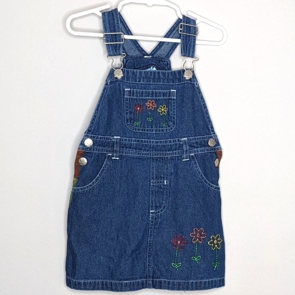 Vintage Just in Blues Flower Denim Jumper Dress 3T